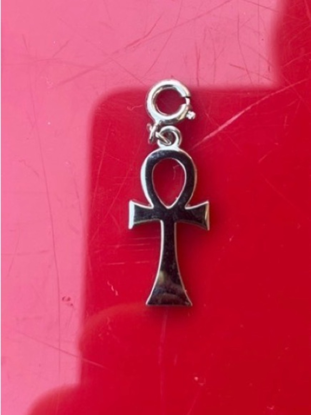Silver Ankh Charm Pendant - Classic Egyptian Cross